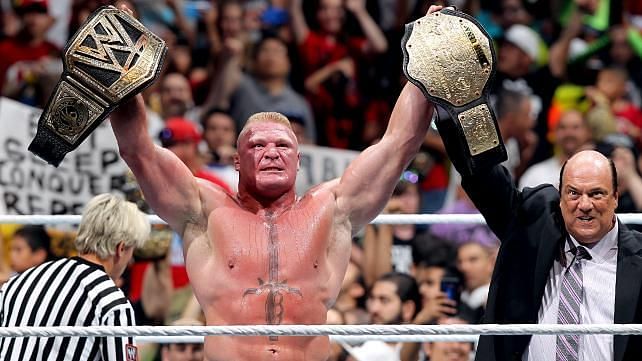 Lesnar following his triumphant win over Cena
